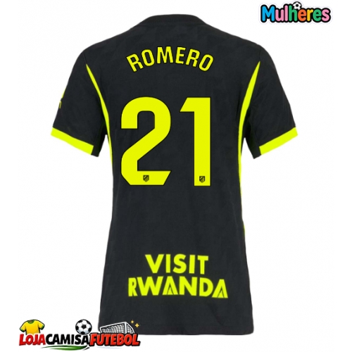 Camisa de Futebol Atletico Madrid Cristian Romero #21 Equipamento Secundário Mulheres 2026-27 Manga Curta